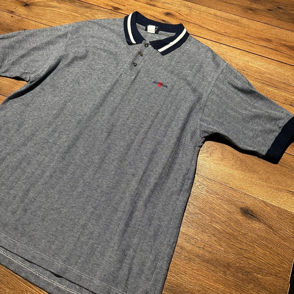 Vintage Vantage Michelob Herringbone Polo Shirt Men XL Navy Made in USA